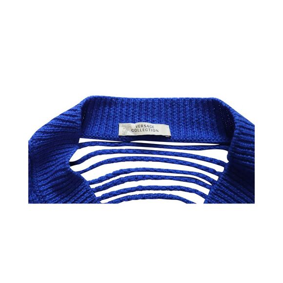 Versace Cable Knit Mini Dress in Royal Blue Wool - Picture 5 of 8